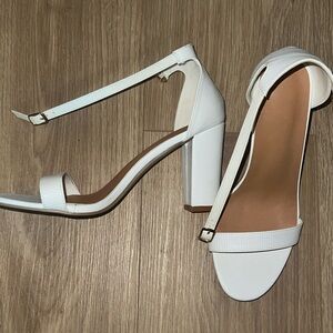 Elegant White Block Heel Sandals